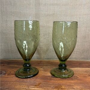 Antique Free Blown Green Port Wine Glass